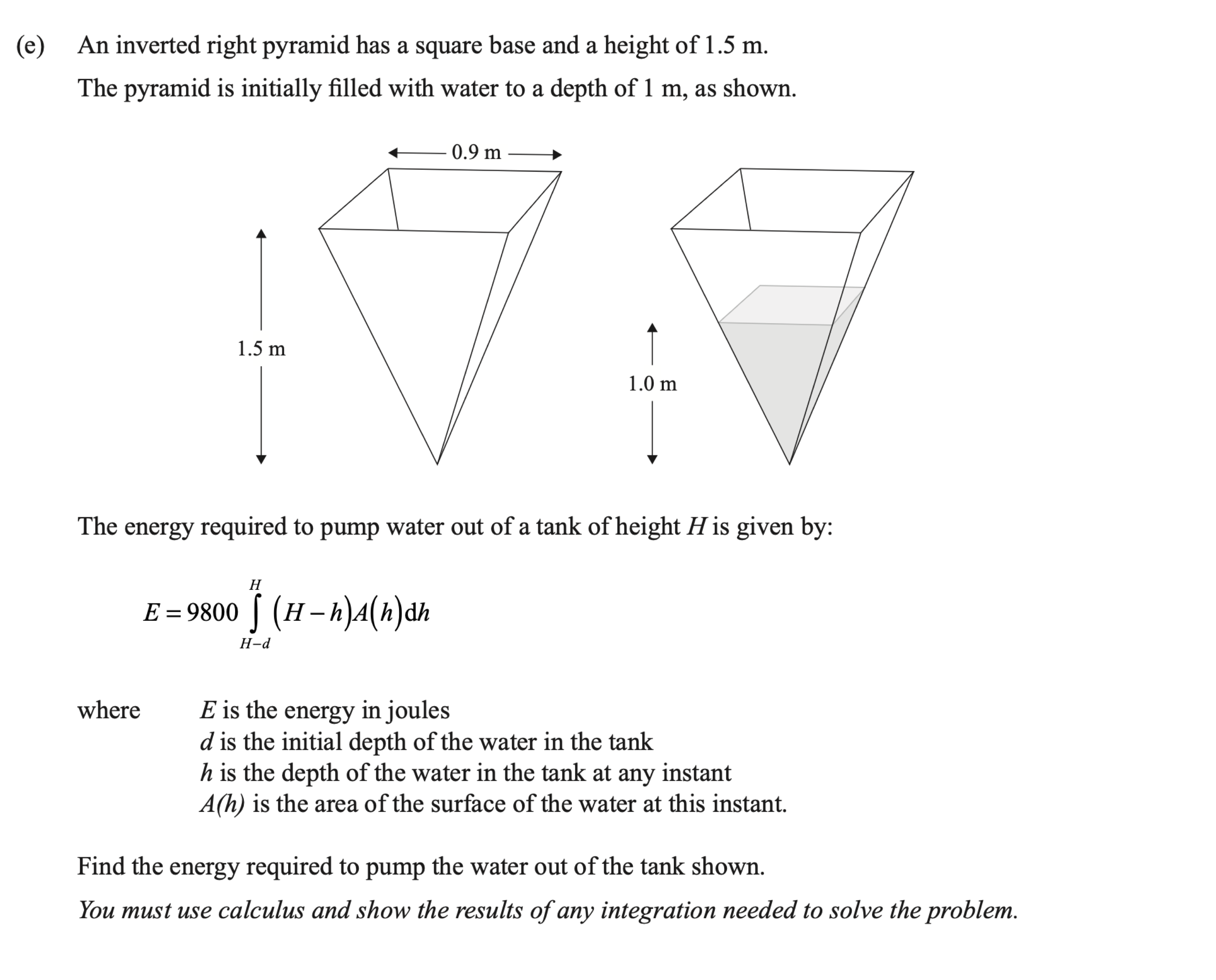 Question 3(e) original exam prompt; text transcription follows