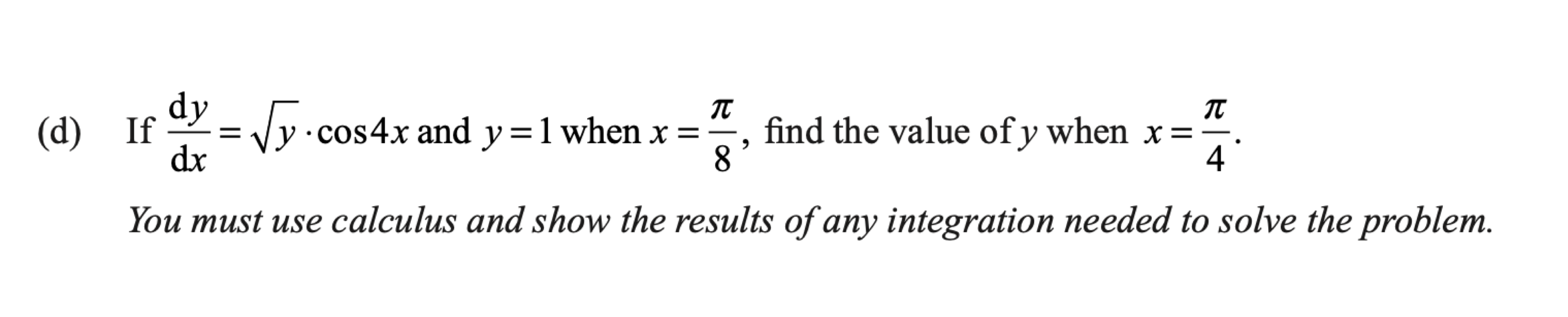 Question 2(d) original exam prompt; text transcription follows