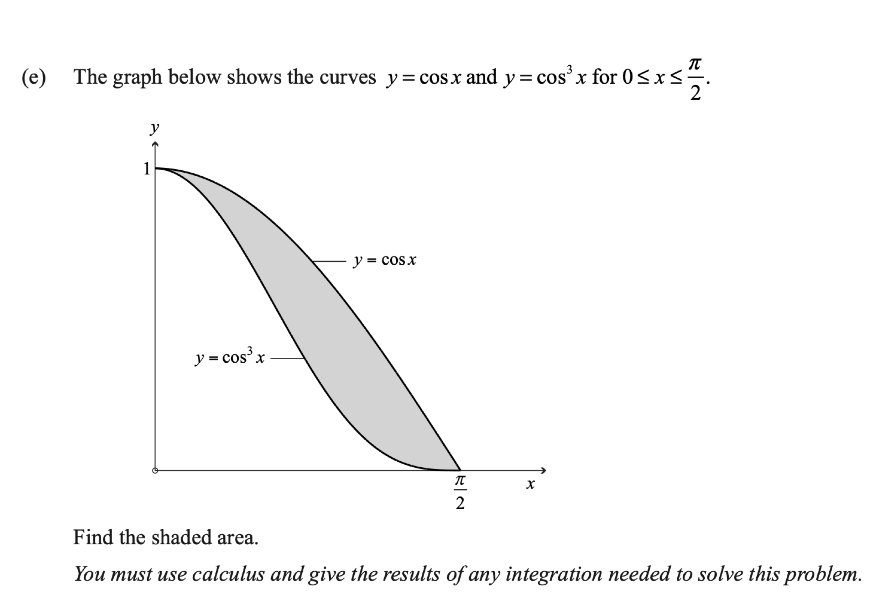 Question 3(e) original exam prompt; text transcription follows